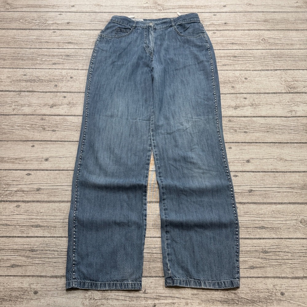 Vintage Zaffiri Jeans Women's 12 Blue Denim Wide Leg High Rise Medium Wash